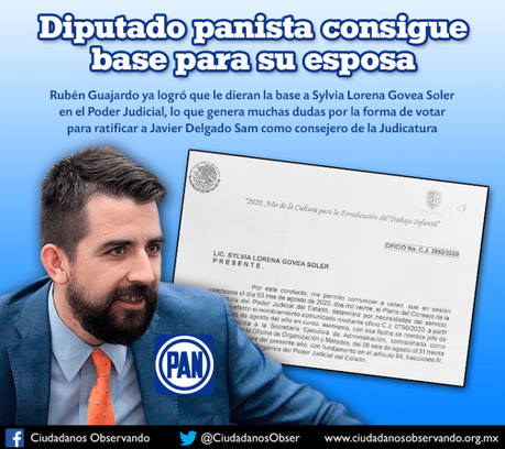 Diputado panista consigue base para su esposa:Ciudadanos Observando