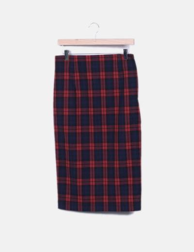 Falda Lapiz Cuadros Zara