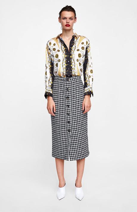 Falda Lapiz Cuadros Zara