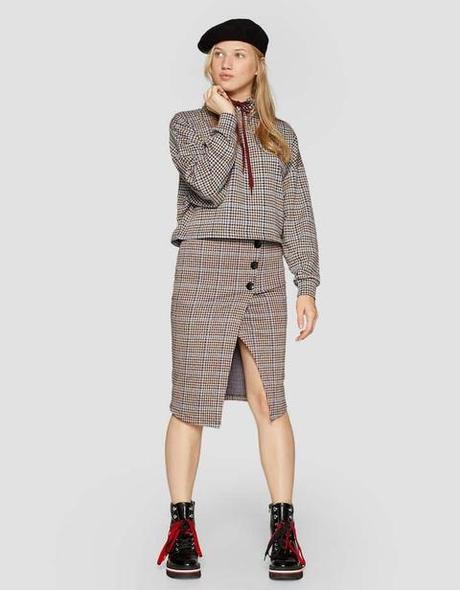 Falda Lapiz Cuadros Zara