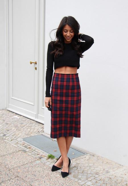 Falda Lapiz Cuadros Zara