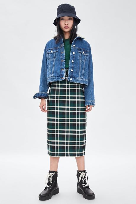 Falda Lapiz Cuadros Zara