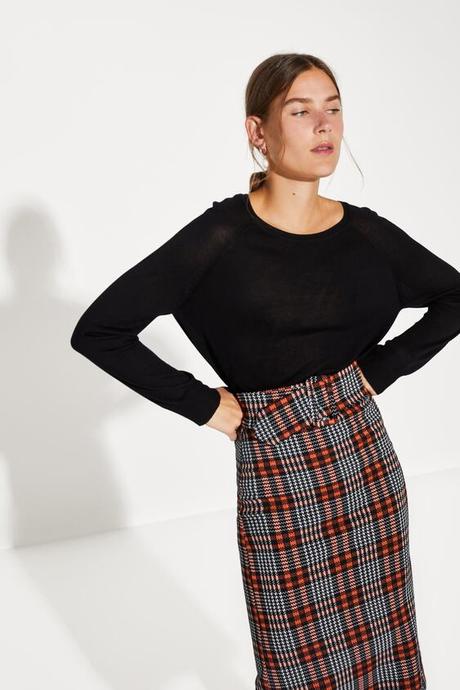 Falda Lapiz Cuadros Zara