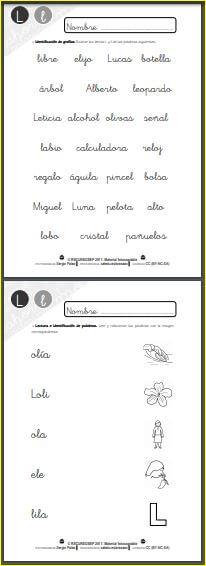 Aprendo a leer y a escribir. La L