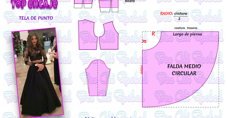 Falda Medio Circular Con Tablones