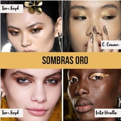 Tendencias de maquillaje otoño-invierno 2020/21 12 sombras oro collage