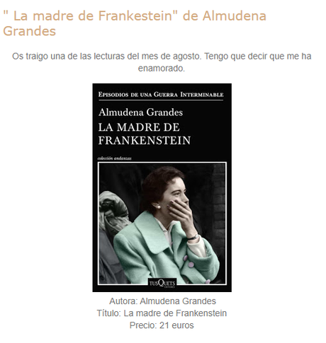 La madre de Frankenstein de Almudena Grandes