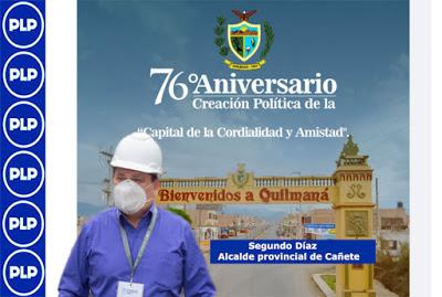 ALCALDE DE CAÑETE SALUDA A QUILMANÁ EN SUS 76° ANIVERSARIO…