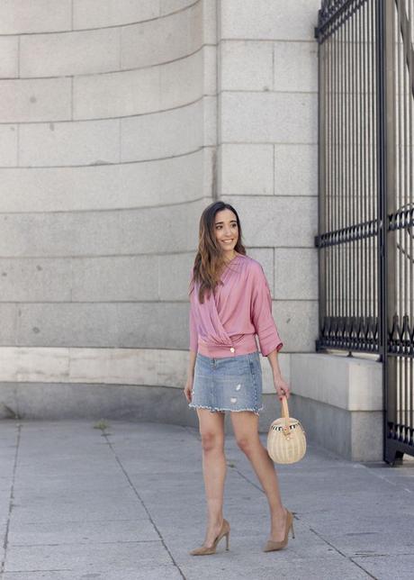 Falda Piel Rosa Uterque
