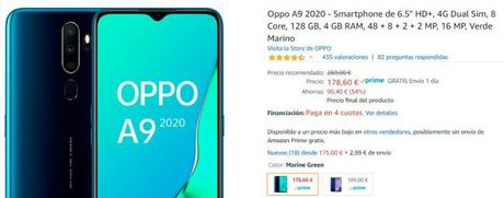 Llévate el OPPO A9 2020 con casi 100€ de descuento