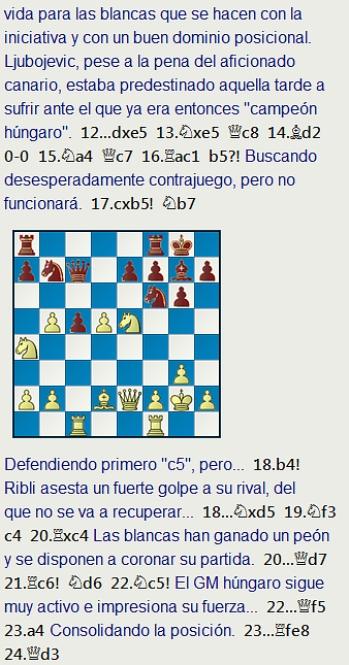 Grandes combates canarios (12) - Ribli vs Ljubojevic, Las Palmas (4) 1973 Grandes combates canarios (12) - Ribli vs Ljubojevic, Las Palmas (4) 1973
