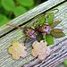 handcrafted copper floral charms, lampwork, and antiqued brass earrings