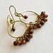 Gold color Niobium Circle Hoop Earrings with Tiger Eye Gemstone Beads