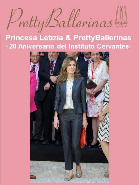 La Princesa Letizia luce un diseño de Pretty Ballerinas en los actos por el 20 Aniversario del Instituto Cervantes.