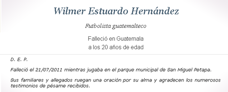 ... Y EN GUATEMALA OTRO FUTBOLISTA MUERE A LOS 20 AÑOS