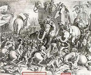 La batalla de Zama. Ilustración de Cornelis Cort (1567) La batalla de Zama. Ilustración de Cornelis Cort (1567)