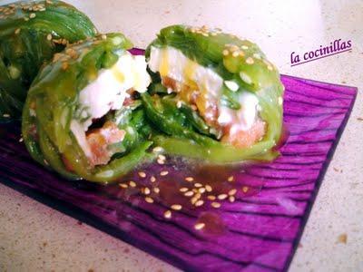 PAQUETITOS DE JUDIAS CON QUESO DE CABRA