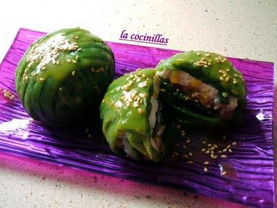 PAQUETITOS DE JUDIAS CON QUESO DE CABRA