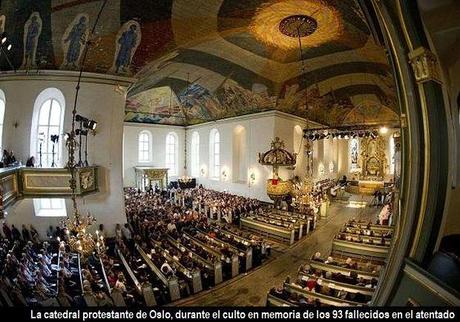 Culto en la catedral protestante de Oslo por las 93 víctimas