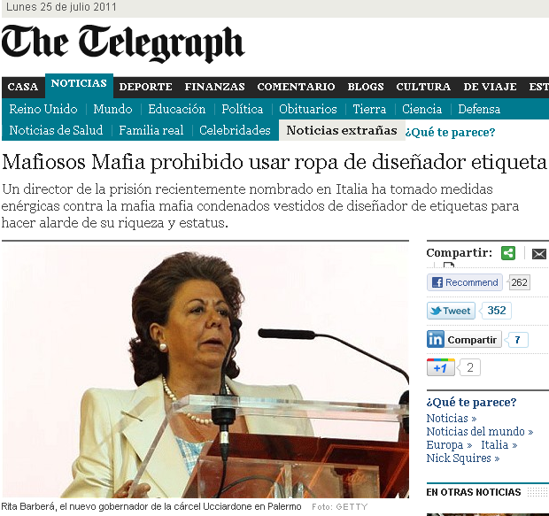 RITA BARBERA+CARCEL+ROPA= THE TELEGRAPH ERROR