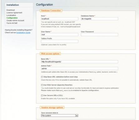 Proceso de instalación de Magento paso 3