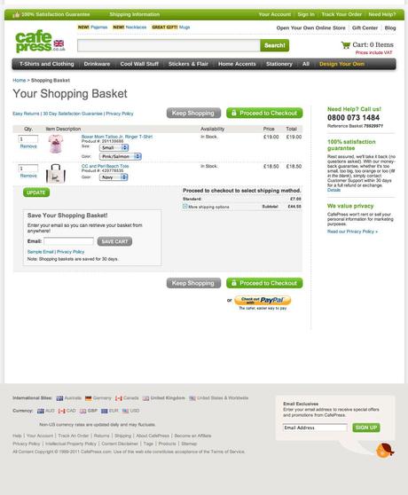 CafePress Inspiraciones de check out cart