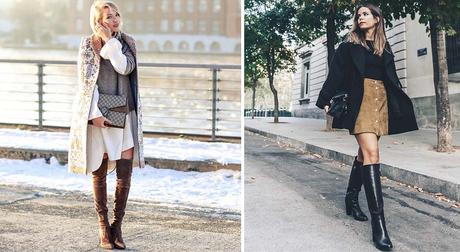 Falda Plisada Con Botas Altas