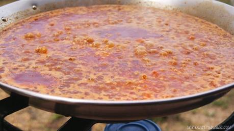 Arroz con gambas y salmorreta