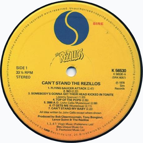 Rezillos -Can't stand the Rezillos Lp 1978