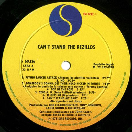 Rezillos -Can't stand the Rezillos Lp 1978 Rezillos -Can't stand the Rezillos Lp 1978