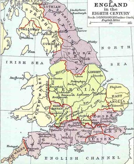 Mapas de Inglaterra y Gales (S VIII d.C)