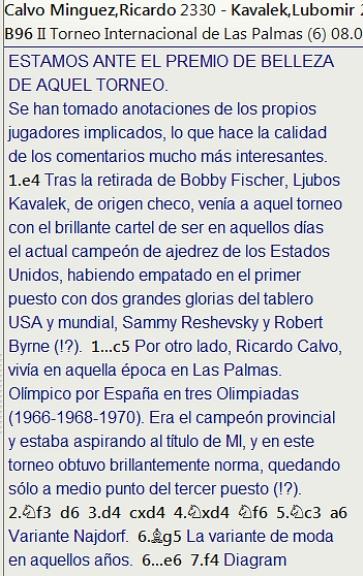 Grandes combates canarios (14) - Calvo vs Kavalek, Las Palmas (6) 1973 Grandes combates canarios (14) - Calvo vs Kavalek, Las Palmas (6) 1973