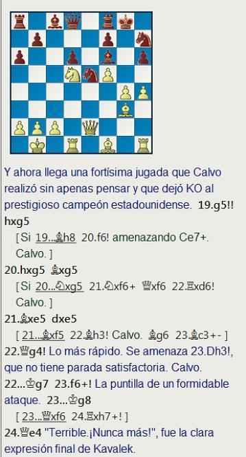 Grandes combates canarios (14) - Calvo vs Kavalek, Las Palmas (6) 1973 Grandes combates canarios (14) - Calvo vs Kavalek, Las Palmas (6) 1973
