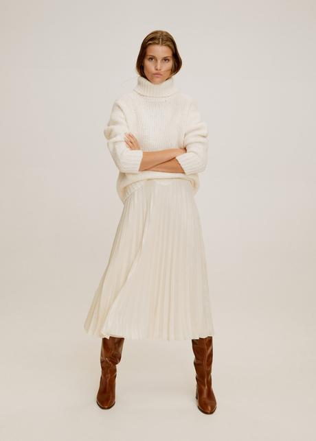 Falda Plisada Midi Beige