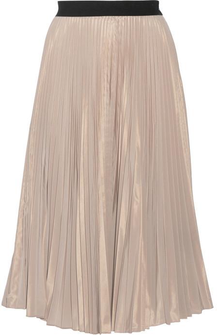 Falda Plisada Midi Beige