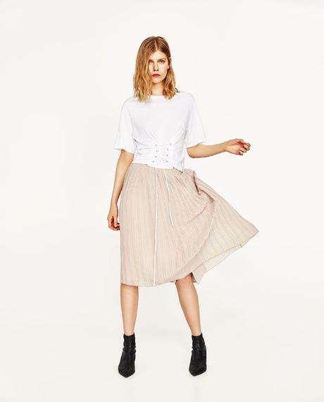 Falda Plisada Midi Beige