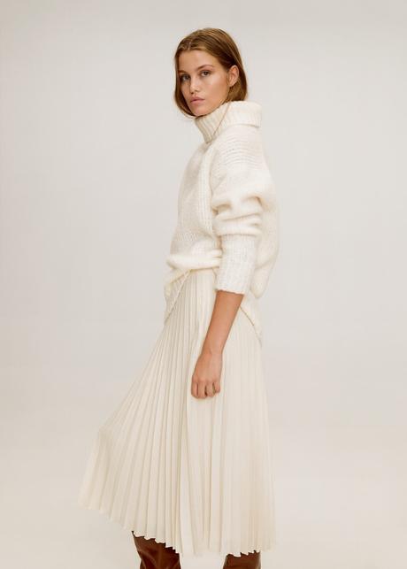 Falda Plisada Midi Beige