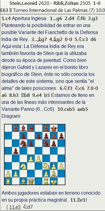 Grandes combates canarios (16) - Stein vs Ribli, Las Palmas (7) 1973 Grandes combates canarios (16) - Stein vs Ribli, Las Palmas (7) 1973