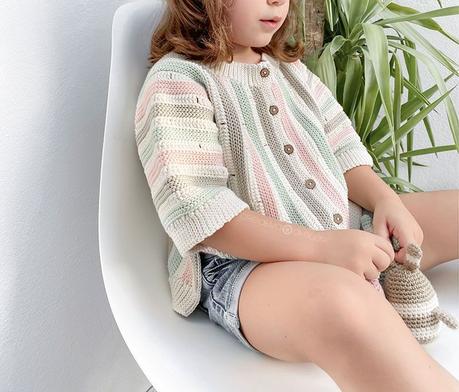 Cómo tejer la chaqueta STRIPY de Crochet para bebé y niña - patrón y Tutorial