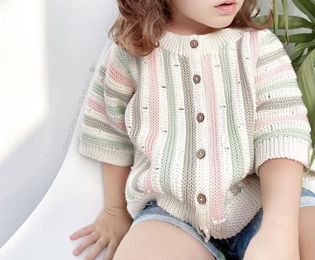 Cómo tejer la chaqueta STRIPY de Crochet para bebé y niña - patrón y Tutorial