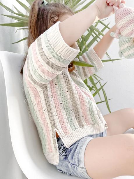 Cómo tejer la chaqueta STRIPY de Crochet para bebé y niña - patrón y Tutorial