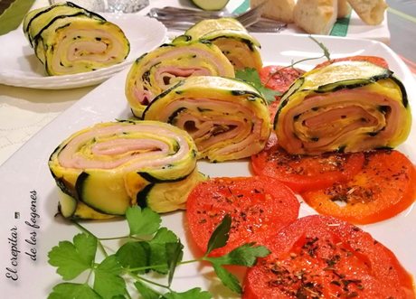 ROLLO DE CALABACÍN RELLENO CON QUESO Y JAMÓN ROLLO DE CALABACÍN RELLENO CON QUESO Y JAMÓN