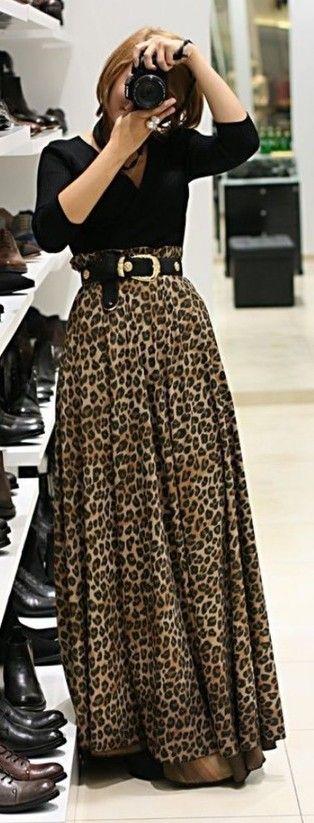 Falda Larga Estampado Leopardo