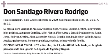 Último adiós a Santiago Rivero