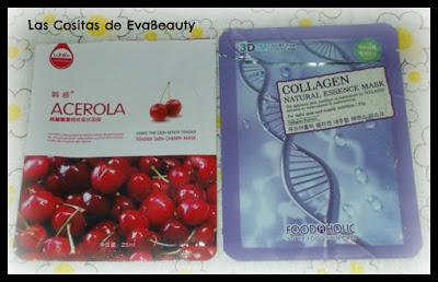 Mascarillas faciales Acerola y Colágeno Foodaholic y Aliexpress