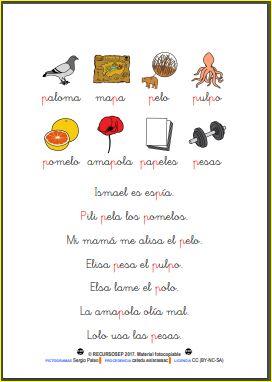 Aprendo a leer y a escribir. La P