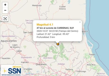 Se registra sismo de 4.1 en la Zona Media de SLP