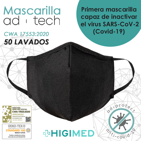 La mascarilla AD-TECH que inactiva al coronavirus, ya se puede adquirir online en España