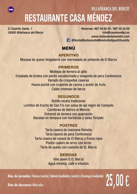 XXXVI Jornadas Gastronómicas De El Bierzo 2020. Consulta los restaurantes y menús