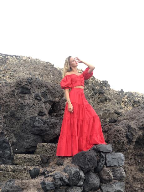 Volcanic beach and Red dress in Tenerife